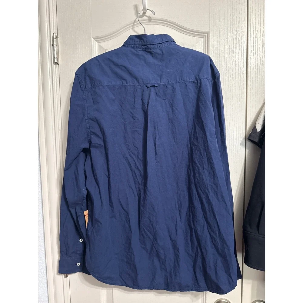 True Religion Navy Long Sleeve Button Down Shirt Y2K Indie Sleaze Preppy Utility